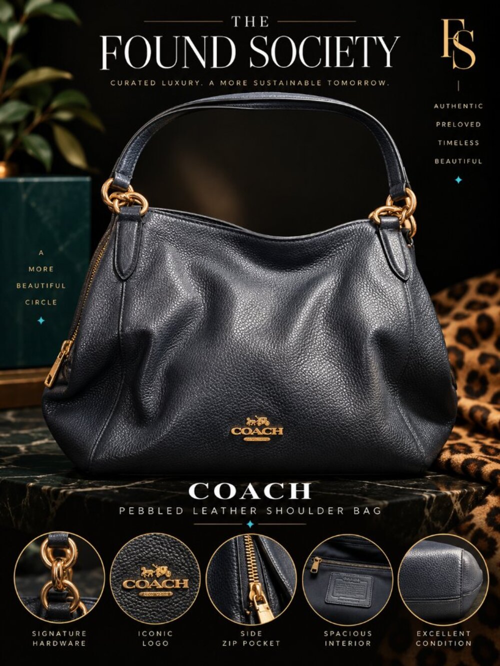 Coach Hallie Shoulder Bag in Midnight Navy | Style 80268